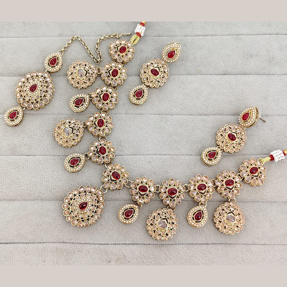 Rajwadi Collection Luxury Crystal Stone And Pearl Necklace Set
