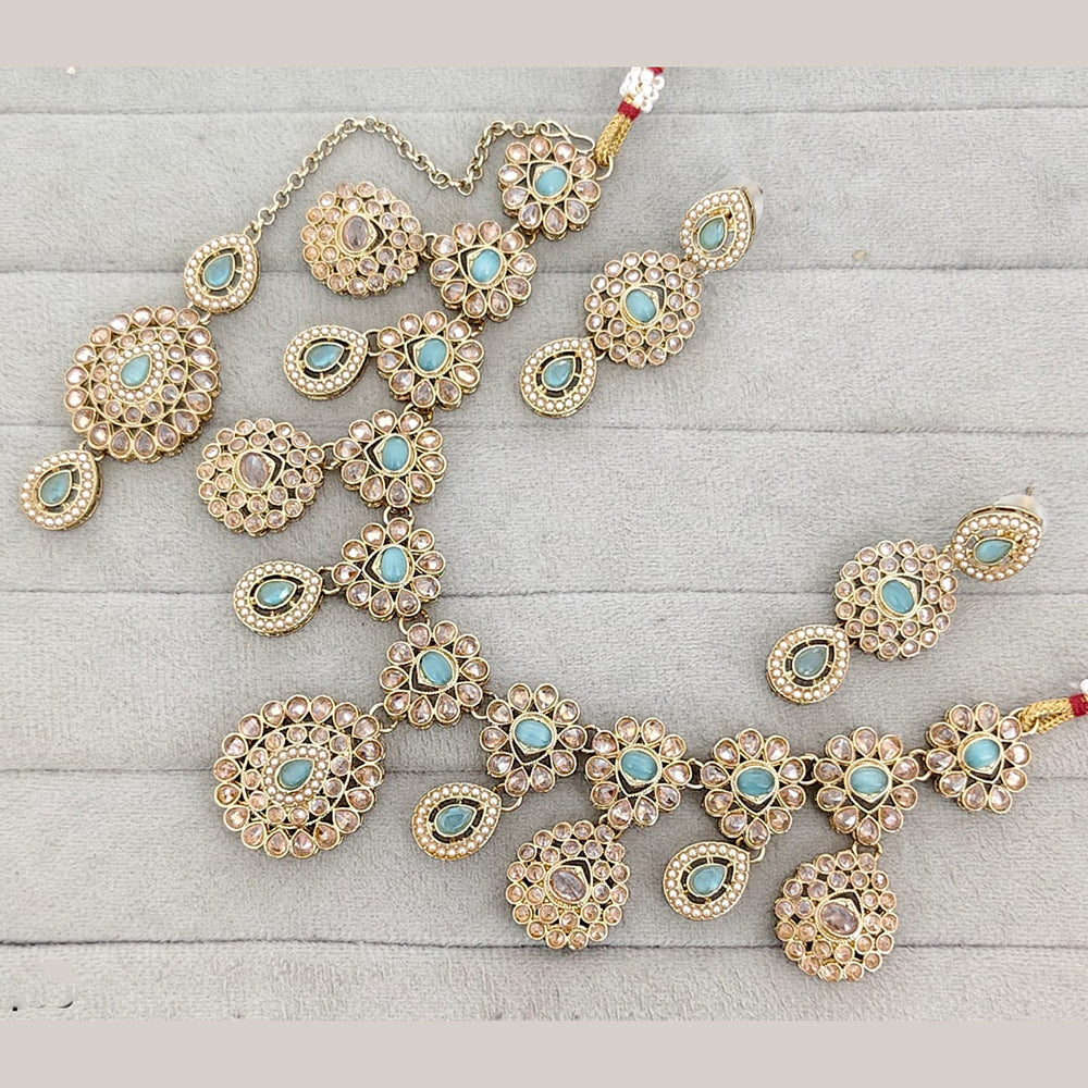 Rajwadi Collection Luxury Crystal Stone And Pearl Necklace Set