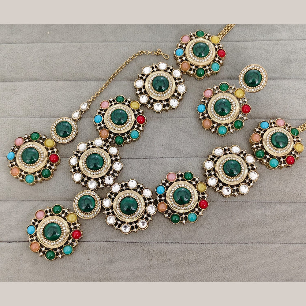 Rajwadi Collection Designer Navratan Monalisa Designer Necklace Set   
