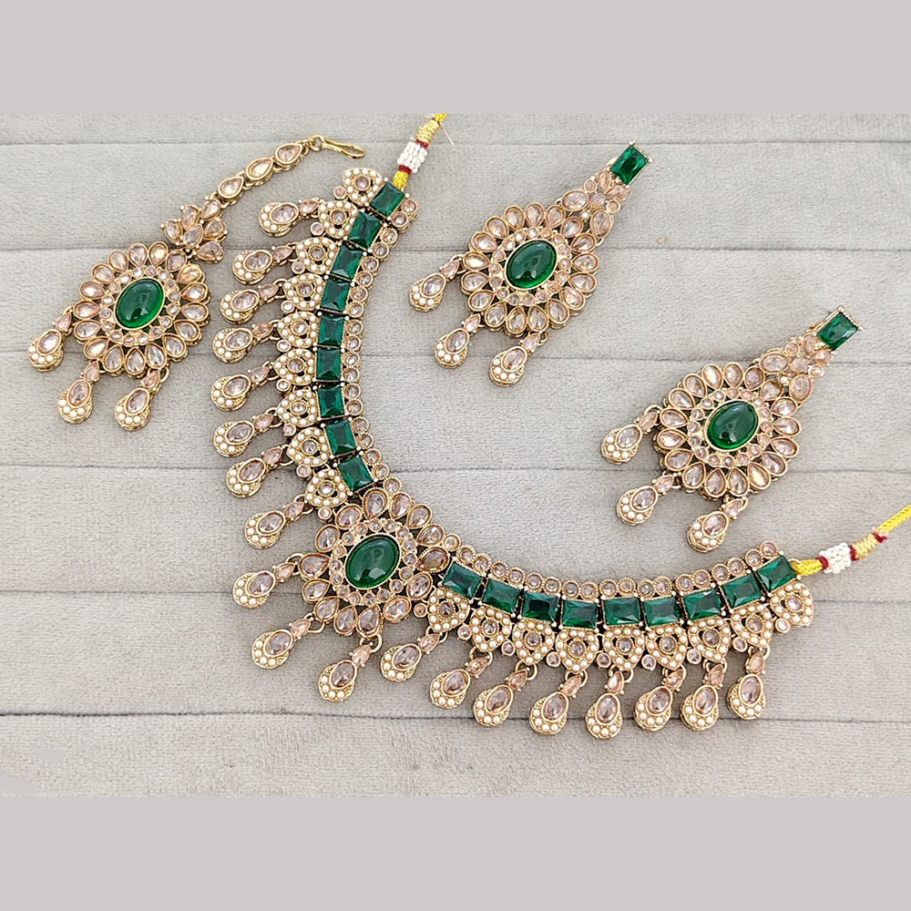 Rajwadi Collection Luxury Crystal Stone And Pearl Designer Necklace Set