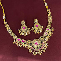 Rajwadi Collection Designer Pota Stone And Pearl Necklace Set