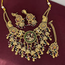 Rajwadi Collection Designer Pota Stone And Pearl Necklace Set