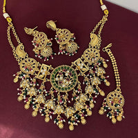 Rajwadi Collection Designer Pota Stone And Pearl Necklace Set