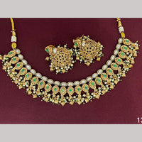 Rajwadi Collection Designer Pota Stone And Pearl Necklace Set