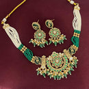 Rajwadi Collection Designer Pota Stone And Pearl Necklace Set