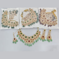 Rajwadi Collection Designer Pota Stone And Pearl Necklace Set