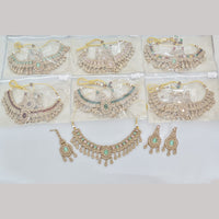 Rajwadi Collection Luxury Crystal Stone And Pearl Designer Necklace Set