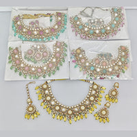 Rajwadi Collection Designer Pota Stone And Pearl Necklace Set