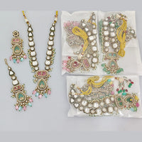 Rajwadi Collection Designer Pota Stone And Pearl Necklace Set