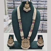 Rajwadi Collection Designer Crystal Stone And Beads Long Necklace Set