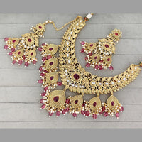 Rajwadi Collection Designer Pota Stone And Pearl Necklace Set