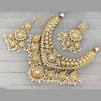 Rajwadi Collection Designer Pota Stone And Pearl Necklace Set