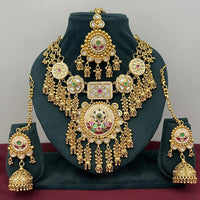 Rajwadi Collection Designer Pota Stone And Pearl Necklace Set