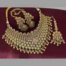 Rajwadi Collection Designer Pota Stone And Pearl Choker Necklace Set