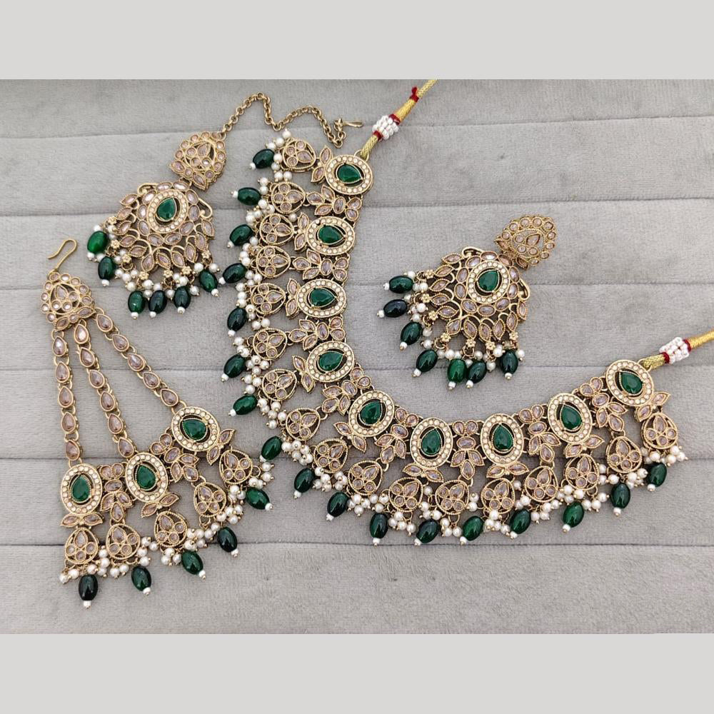 Rajwadi Collection Luxury Crystal Stone And Pearl Designer Necklace Set