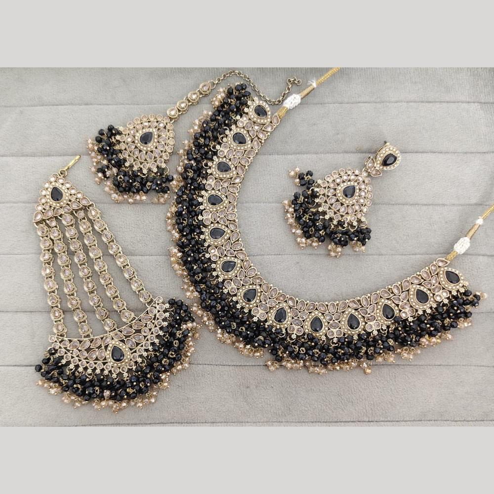 Rajwadi Collection Luxury Crystal Stone And Pearl Designer Necklace Set