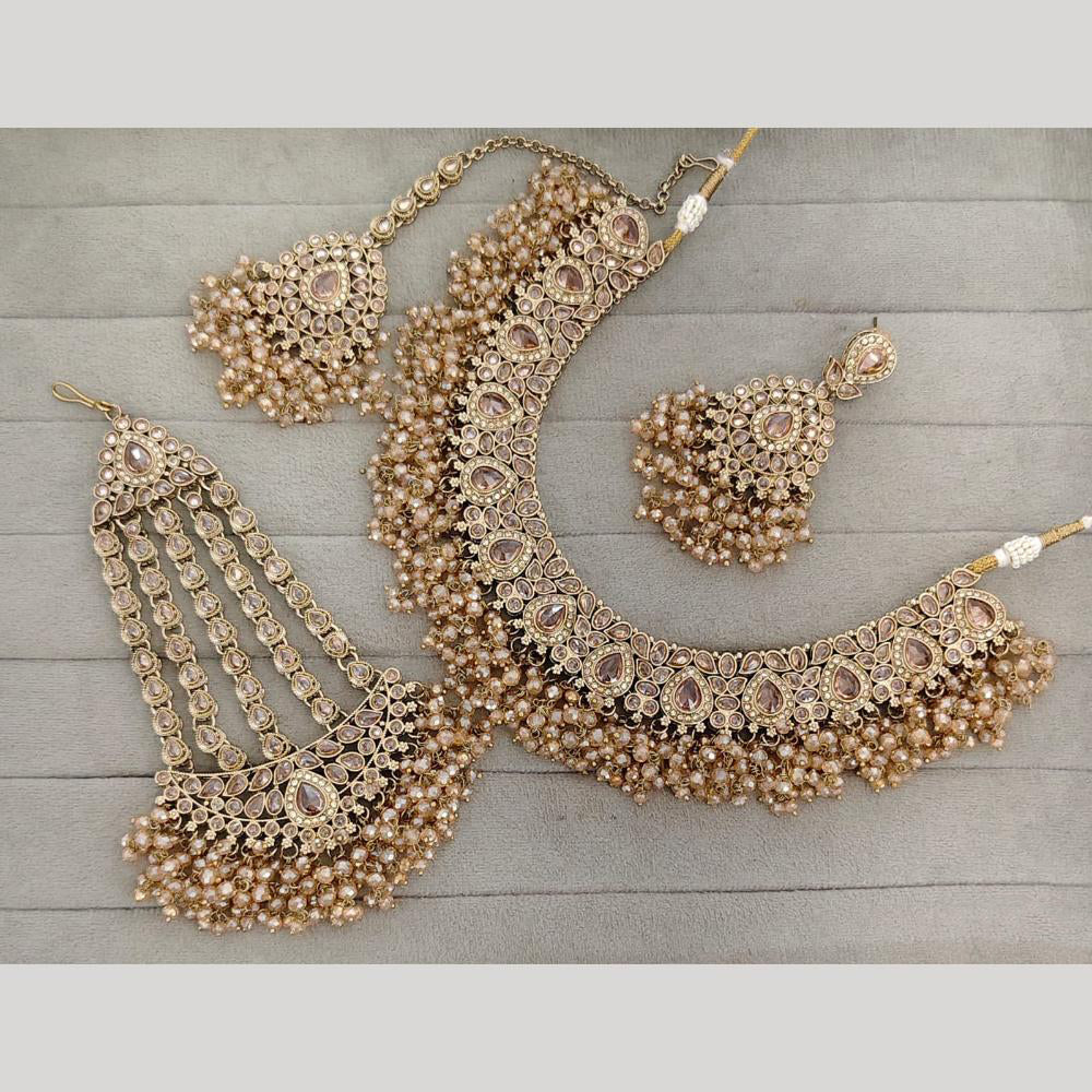 Rajwadi Collection Luxury Crystal Stone And Pearl Designer Necklace Set