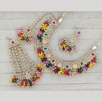 Rajwadi Collection Luxury Crystal Stone And Pearl Designer Necklace Set