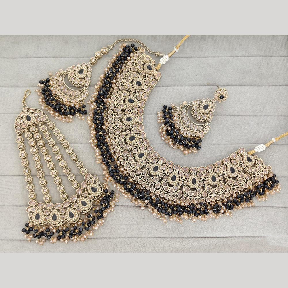 Rajwadi Collection Luxury Crystal Stone And Pearl Designer Necklace Set