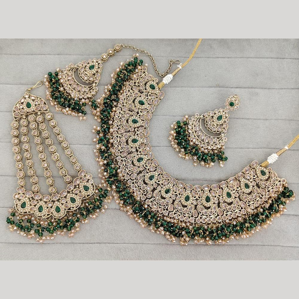 Rajwadi Collection Luxury Crystal Stone And Pearl Designer Necklace Set