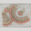 Rajwadi Collection Luxury Crystal Stone And Pearl Designer Necklace Set