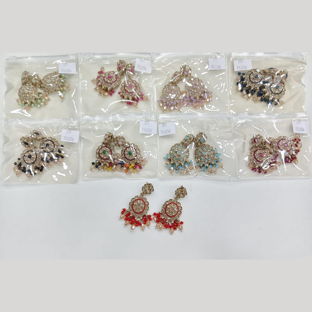 Rajwadi Collection Elegant Crystal Stone And Pearl Dangler Earrings