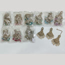 Rajwadi Collection Royal Crystal Stone And Pearl Designer Dangler Earrings With Maangtikka