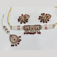 Rajwadi Collection Luxury Crystal Stone And Pearl Designer Choker Necklace Set