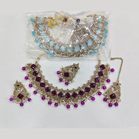 Rajwadi Collection Luxury Crystal Stone And Pearl Designer Necklace Set