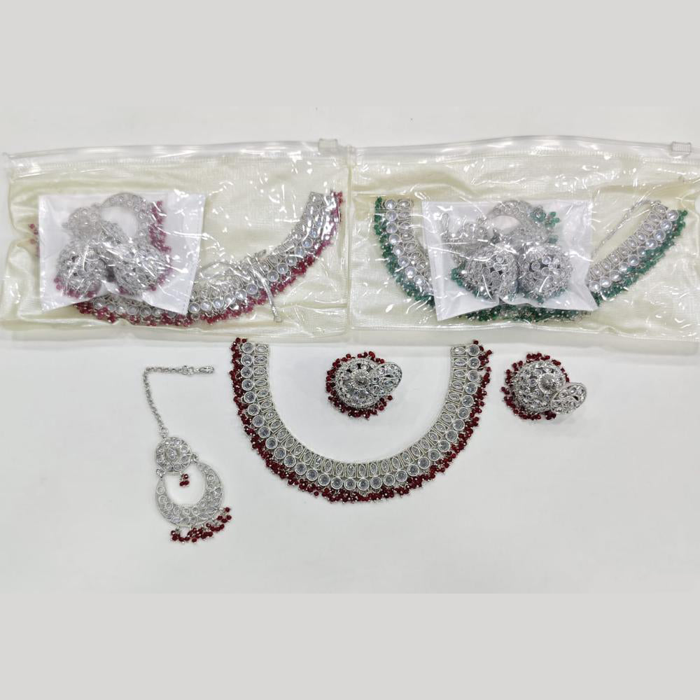Rajwadi Collection Luxury Crystal Stone And Pearl Designer Necklace Set