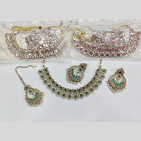 Rajwadi Collection Luxury Crystal Stone And Pearl Designer Necklace Set