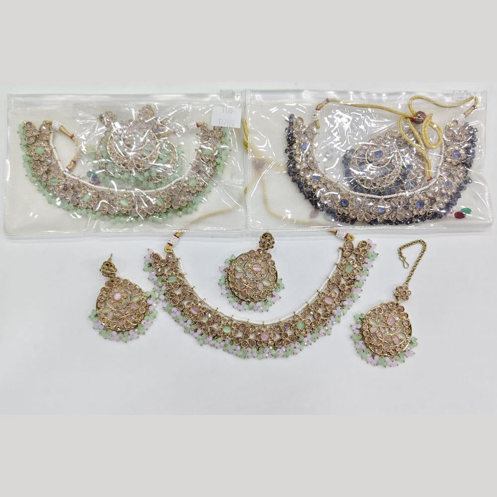 Rajwadi Collection Luxury Crystal Stone And Pearl Designer Necklace Set