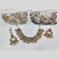 Rajwadi Collection Luxury Crystal Stone And Pearl Designer Necklace Set
