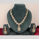 Rajwadi Collection Stylish Pota Stone And Polki Kundan Necklace Set 