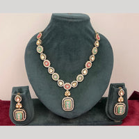 Rajwadi Collection Stylish Pota Stone And Polki Kundan Necklace Set 