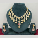 Rajwadi Collection Stylish Pota Stone And Polki Kundan Necklace Set