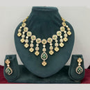 Rajwadi Collection Stylish Pota Stone And Polki Kundan Necklace Set 
