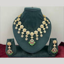 Rajwadi Collection Stylish Pota Stone And Polki Kundan Necklace Set 