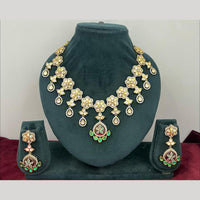 Rajwadi Collection Stylish Pota Stone And Polki Kundan Necklace Set 