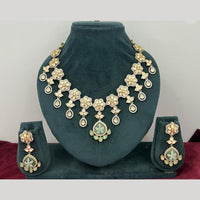 Rajwadi Collection Stylish Pota Stone And Polki Kundan Necklace Set