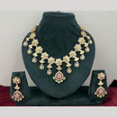 Rajwadi Collection Stylish Pota Stone And Polki Kundan Necklace Set 