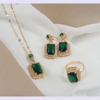 VF Collection Gold Plated Austrian Stone Chain Pendent Set