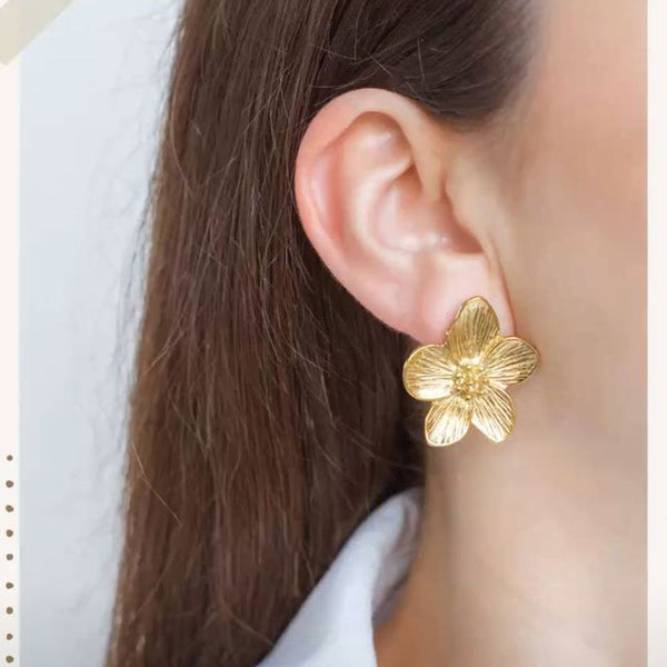 Manath Jewels Gold Plated Matte Finish Korean Style Stud Earrings