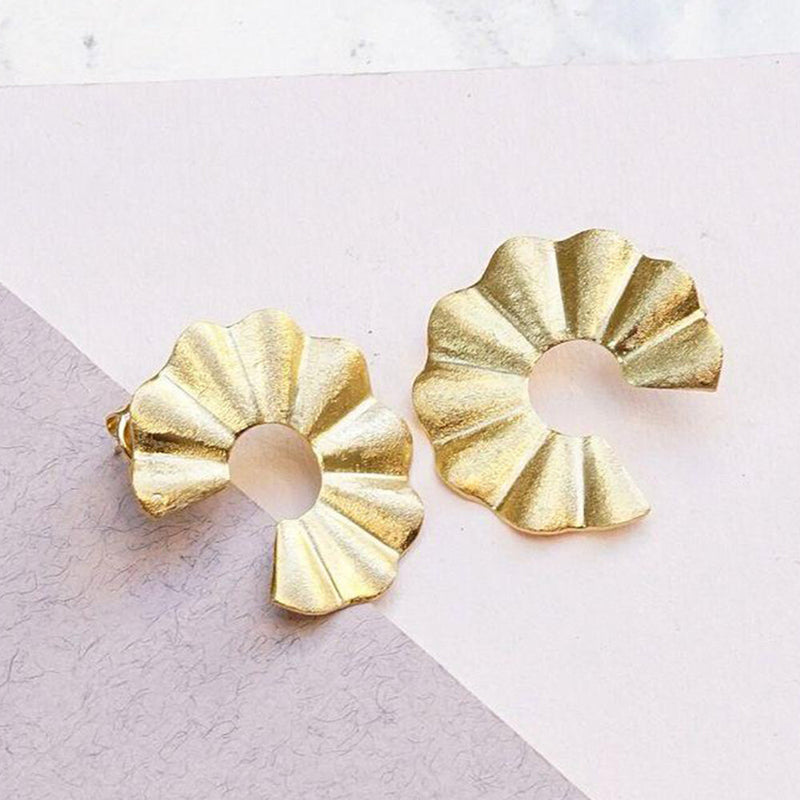 Manath Jewels Gold Plated Matte Finish Korean Style Stud Earrings