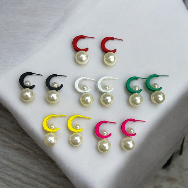 MD Art  Pearl Stud Earrings (Mix Color)