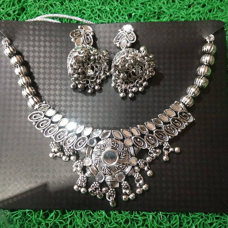 Sanjana Jewels Oxidised Plated Mirror Necklace Set