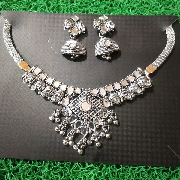 Sanjana Jewels Oxidised Plated Mirror Necklace Set