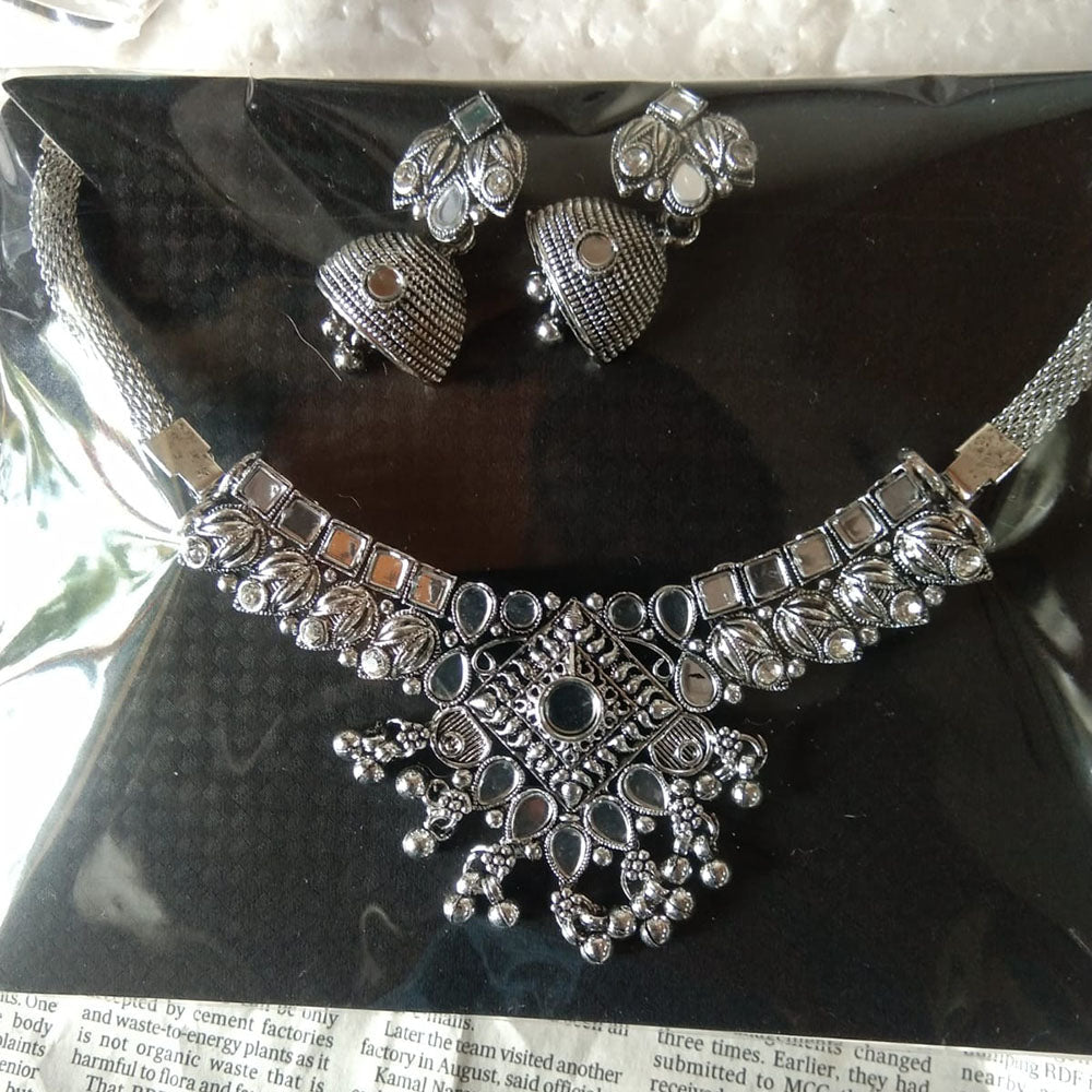 Sanjana Jewels Oxidised Plated Mirror Necklace Set