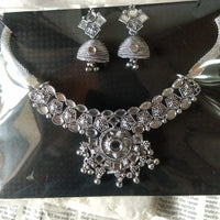 Sanjana Jewels Oxidised Plated Mirror Necklace Set