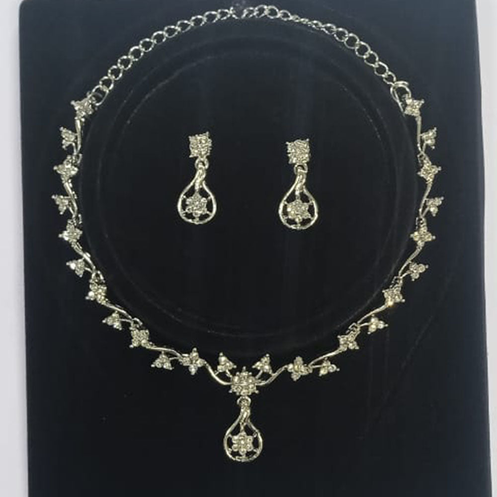 Sanjana Jewels Silver Plated Austrian Stone Necklace Set